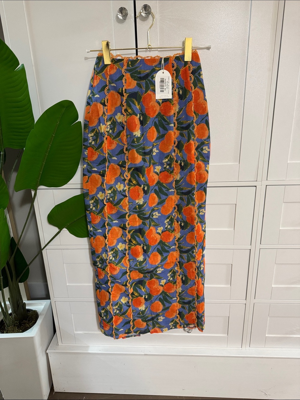 Orange Floral Maxi Skirt in Blue - Women's